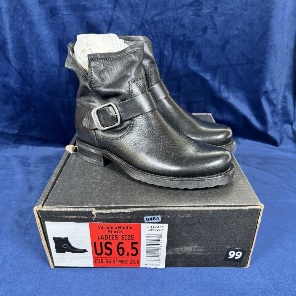 FRYE Veronica Leather Slouch Bootie Black  Size 6.5 Value: $348 0484